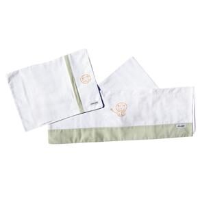 Conjunto de Lençóis para Carrinho Tribeca com Animais Pintados à Mão Verde/Branco - 3 Peças