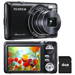 Câmera Digital Fujifilm FinePix JX425 Preta c/ LCD 2,7”, 16MP, Zoom Óptico 5x, Estabilizador, Detector de Face  e Foto Panorâmica + Cartão de 4GB