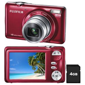 Câmera Digital Fujifilm FinePix JX425 Vermelha c/ LCD 2,7”, 16MP, Zoom Óptico 5x, Estabilizador, Detector de Face, Foto Panorâmica e Cartão de 4GB