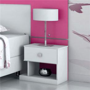 Criado-Mudo Bartira Safari com 1 Gaveta - Branco/Pink