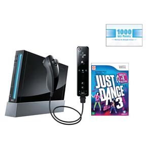 Console Nintendo Wii Preto + 1.000 Wii Points + Jogo Just Dance 3 - Wii