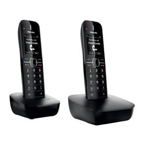 Telefone sem Fio Philips CD4802B Preto com Display Iluminado, Id. Chamadas e Viva-Voz + Ramal