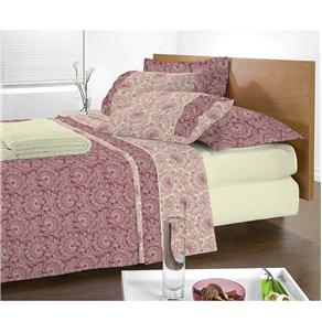 Colcha Solteiro com Porta-travesseiro Camesa Étnica 180 Fios - Rosa