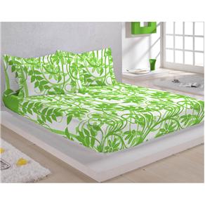 Jogo de Cama Solteiro Camesa Gráfica Floral 180 Fios - Verde