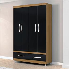 Guarda-Roupa Bartira City com 4 Portas e 1 Gaveta - Imbuia/Preto