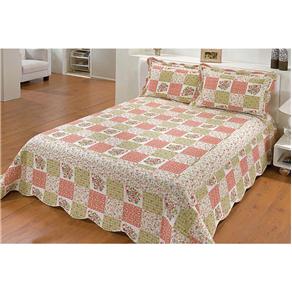 Colcha Patchwork Casal com 2 Portas-travesseiro Camesa Flores do Campo 180 Fios