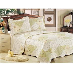 Colcha Microfibra Patchwork Casal com 2 Porta-travesseiros Camesa Florence 180 Fios