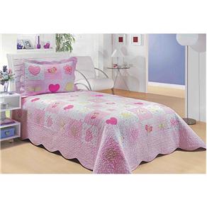 Colcha Patchwork Infantil com 1 Porta-travesseiro Camesa Amor de Menina 180 Fios