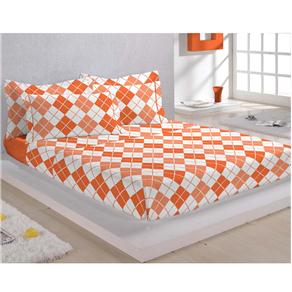 Colcha Matelada Casal com 2 Portas-travesseiro Camesa Gráfica Argile 180 Fios - Laranja