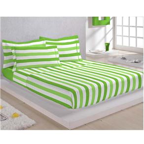 Colcha Matelada King com 2 Portas-travesseiro Camesa Gráfica Listrada 180 Fios - Verde