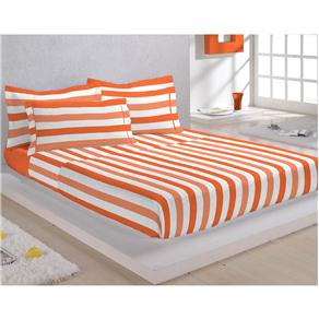Colcha Matelassê Solteiro com Porta-travesseiro Camesa Gráfica Listrada 180 Fios - Laranja