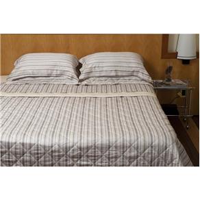 Cobre-leito Solteiro com Porta-travesseiro Camesa Maschio Listrada 270 Fios - Cinza