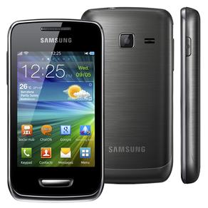 Celular Desbloqueado Samsung Wave Y Preto com Câmera 2MP, Sistema BADA 2.0, 3G, Wi-Fi, GPS, Touch Screen, MP3, FM, Bluetooth, Fone e Cartão 2GB