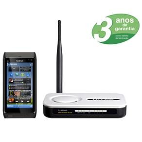 Celular Desbloqueado Nokia N8 Cinza Escuro c/ Câmera 12MP, HDMI,Web TV, Wi-Fi, GPS,FM, MP3 e Fone de Ouvido + Roteador TP-Link Wireless c/ Antena Fixa