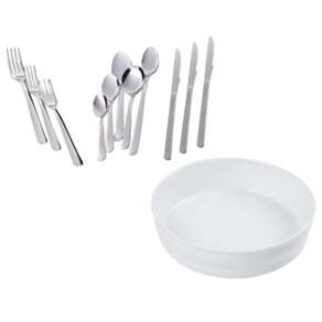 Faqueiro Tramontina Malibu 91 Peças - Inox + Travessa Refratária Inova Redonda Branca D157073 - 21,5cm