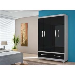 Guarda-Roupa Bartira City com 4 Portas e 1 Gaveta - Cinza/Preto