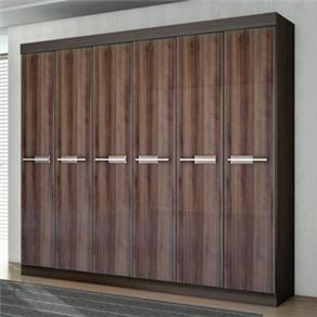 Guarda-Roupa Bartira Firenze com 6 Portas e 3 Gavetas Internas - Tabaco/Ébano