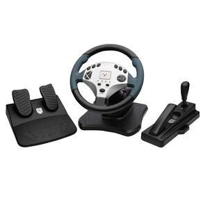 Volante Integris Sport Racing com Marcha para PC/PS1/PS2 - Preto/Azul