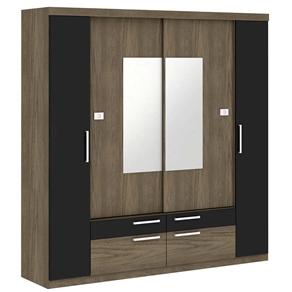 Guarda-Roupa Kappesberg com 4 Portas S744 - Teca Itália/Preto