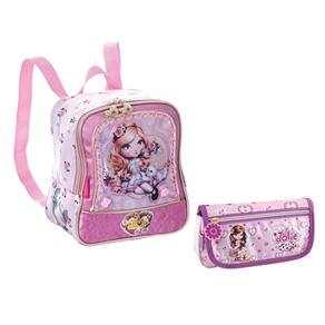 Necessaire Pacific Jolie Lovely Bird 909D17 - Lilás + Lancheira Pacific Feminina Jolie Lovely Bird 909B09 - Rosa