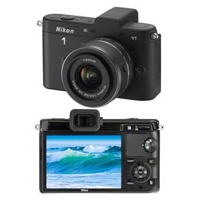 Câmera Digital Nikon1 V1 c/ 10.1MP, Lente 10-30mm VR, Lente 10 mm VR,  Visor LCD 3.0”, Vídeo em Full HD (1080p), Detector de Face e PictBridge