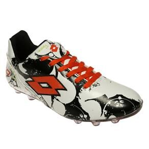 Chuteira Lotto Campo Groovy FG Branco/Laranja.