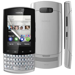 Celular Desbloqueado Nokia Asha 303 Prata com Qwerty, Câmera 3.2MP, Wi-Fi, 3G,Touch Screen, Rádio FM, MP3, Bluetooth, Fone de Ouvido e Cartão 2GB