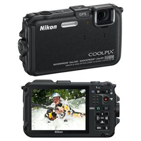 Câmera Nikon Coolpix AW100 Preta c/ LCD 3,0”, 16MP, Full HD, GPS, Estabilizador de Imagem, Bússola Eletrônica, Lente de Cristal e A Prova d’ água