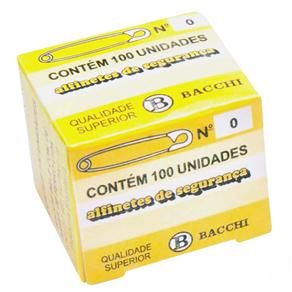 Alfinete de Segurança Bacchi nº 0 Niquelado 0202-0 - 100 Unidades