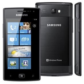 Celular Desbloqueado Tim Samsung Omnia W com Processador de 1.4GHz, Tela de 3.7’’, Windows Phone, Bluetooth, Wi-Fi, 3G, GPS, Câmera 5MP, MP3 e Rádio