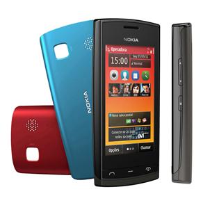 Celular Desbloqueado Tim Nokia 500 Preto com Câmera 5MP, Touch Screen, Rádio FM, MP3, Wi-Fi,GPS, Bluetooth, Fone de Ouvido e Cartão 2GB