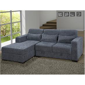 Sofá 2 Lugares American Comfort Coimbra em Chenille com Chaise Lado Esquerdo - Cinza