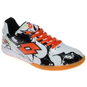 Chuteira de Futsal Lotto Groovy ID Branco/Laranja.