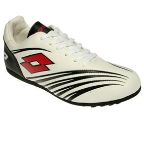 Chuteira Lotto Society Vertigo TDB SB TF - Branco/Preto/Vermelho.