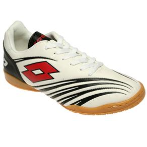 Chuteira de Futsal Lotto Vertigo TDB ID - Branco/Preto/Vermelho.