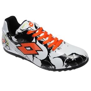 Chuteira Lotto Society Groovy SB TF - Branco/Laranja.