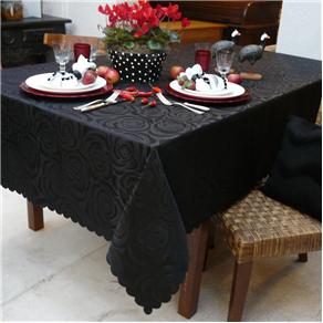 Toalha de Mesa Retangular Mehndi Prática Rosas 160x220 cm - Negra