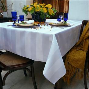 Toalha de Mesa Retangular Mehndi Prática Listrada 160x270 cm - Branca