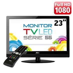 TV Monitor 23" LED AOC T2355E Full HD c/ Conversor Digital e Entradas HDMI e USB