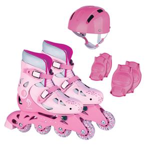 Kit Patins Ajustável Aces Fenix  34-37 AD-01R - Rosa
