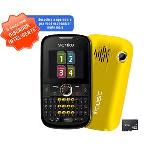 Celular Desbloqueado Venko Carisma Amarelo QWERTY com Câmera 1.3MP, MP3, Rádio FM, Quadri Chip, TV Analógica, Bluetooth, Discador Inteligente e Fone