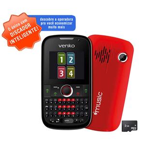 Celular Desbloqueado Venko Carisma Vermelho QWERTY com Câmera 1.3MP, MP3, Rádio FM, Quadri Chip, TV Analógica, Bluetooth, Discador Inteligente e Fone