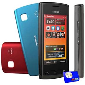 Celular Desbloqueado Tim Nokia 500 Preto com Câmera 5MP, Touch Screen, Rádio FM, MP3, Wi-Fi,GPS, Bluetooth e Cartão 2GB + CHIP 0310 INFINITY