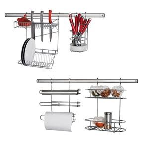 Suporte Para Cozinha Euro Home Kit Big Aço Cromado e Inox - 6 Peças
