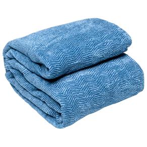 Cobertor Casal Camesa Espinha de Peixe – Azul