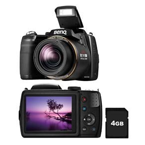 Câmera BenQ GH700 Preta c/ Visor LCD 3”, 16MP, Zoom Óptico 21x, Vídeo em Full HD, Filma com pouca Luz, Função Disparo Contínuo e Sensor CMOS + Cartão