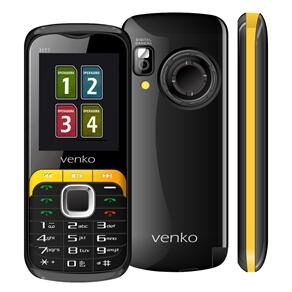 Celular Desbloqueado Venko Ideal Preto/Amarelo com Quadri Chip, Câmera VGA, MP3, Rádio FM, Bluetooth, Fone e Cartão 2GB