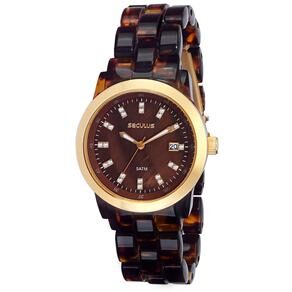 Relógio Feminino Analógico Seculus Moda Chic 24788LPSFDP1 – Marrom/ Preto
