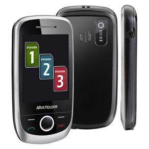 Celular Desbloqueado Multilaser Touch P3162 Prata/Preto Trial Chip com Câmera 3MP, Touch Screen, TV Digital, MP3, Rádio FM e Bluetooth