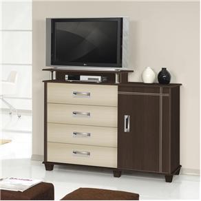 Cômoda RV Móveis Itália com Espaço para TV/DVD e Porta de Correr - Tabaco/Maple